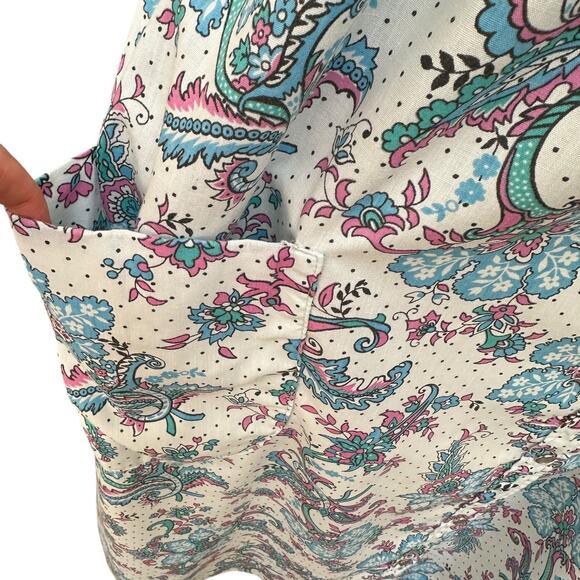 Vintage 70s Models Coat Housecoat Floral polkadot paisley pearl snap retro Small - Picture 5 of 7